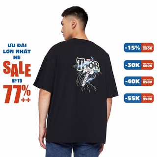  Áo Thun BOO Nam Nữ Unisex Oversize Dáng Rộng 100% Cotton Cao Cấp In Hình Búa Thor Marvel