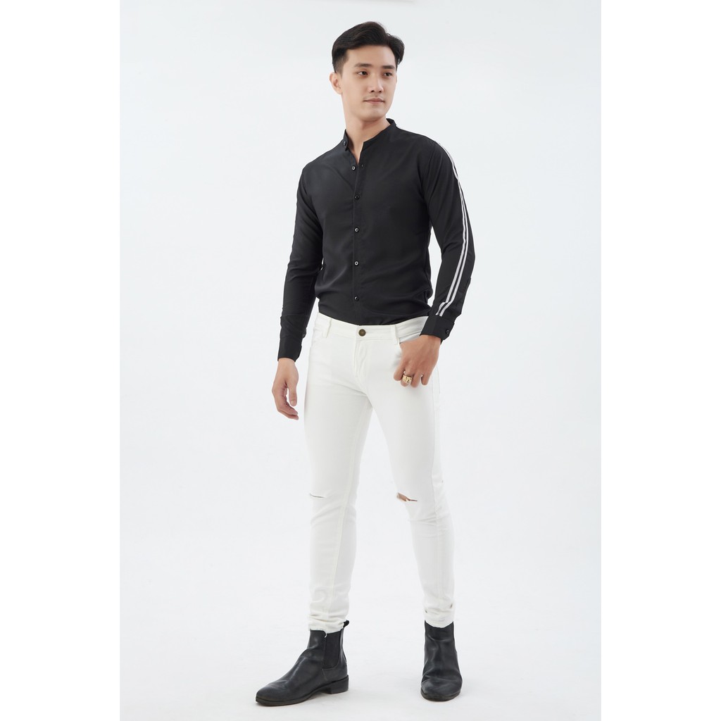 Áo sơ mi nam cổ tàu dài tay dây viên vải êm bền đẹp sơ mi nam công sở HOT TREND (cam kết giống hình) | BigBuy360 - bigbuy360.vn