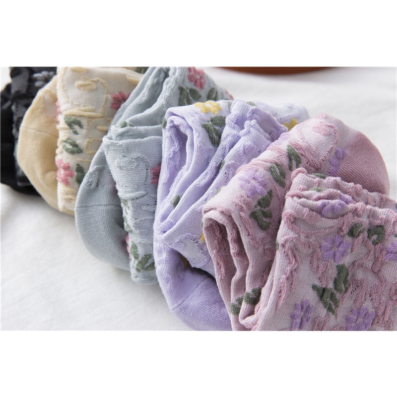 Vớ WAFNHA D243 ống cao vừa in hoa phong cách Hàn Quốc mới cho nữ