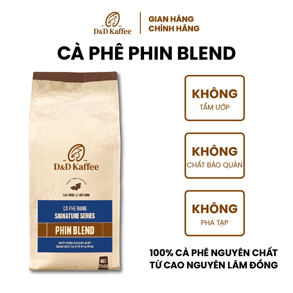Cà phê Phin Blend Gói 250gr/500gr, Cà phê nguyên chất 100% rang mộc - D&D Kaffee