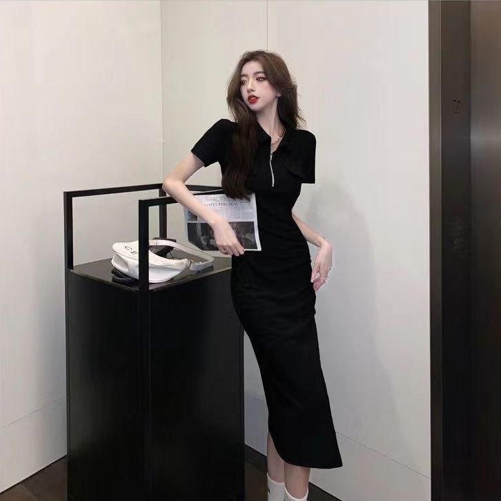 Đầm Cổ Polo Xếp Ly Dáng Ôm Phong Cách Mỹ Thời Trang Mùa Hè Hàn Quốc Hàng Mới 2022