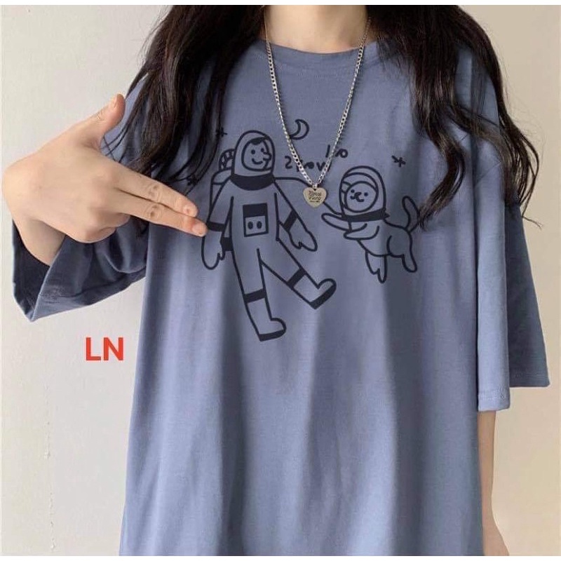 Áo phông vẽ phi hành gia và cún DA6