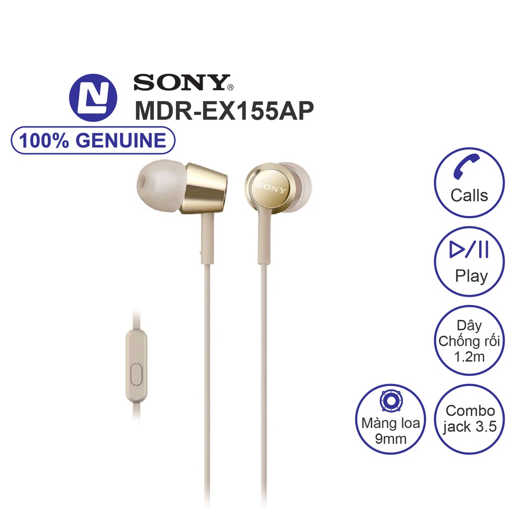 NEW Full box - Sony MDR-EX155AP Tai nghe nhét tai có dây- micro