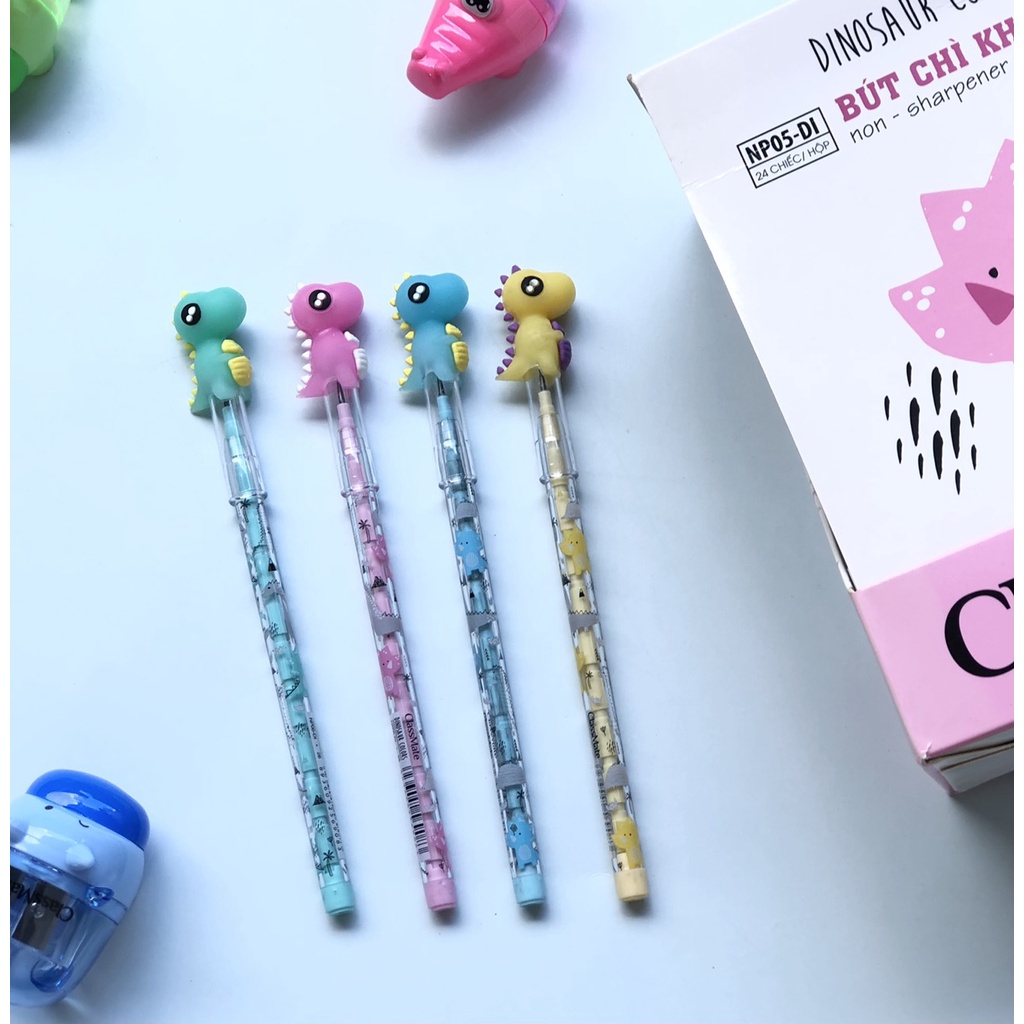 Bút chì khúc 2B hình khủng long DINOSAUR CLASSMATE-NP05DI, nét bút mịn, dùng cho bé luyện chữ viết -vpp Quế Anh