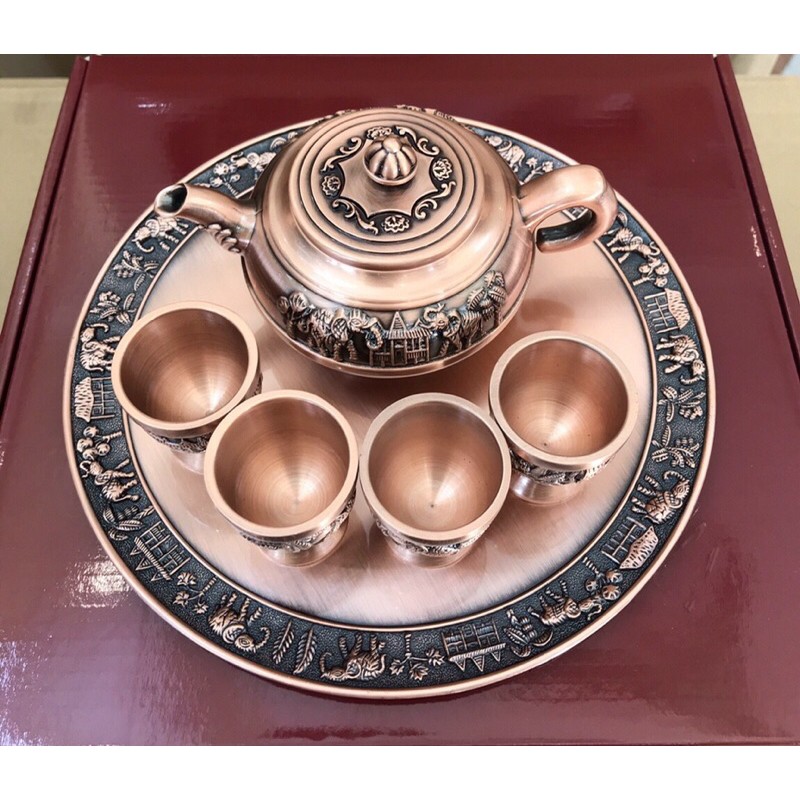 Bộ ấm chén đỏ/ vàng