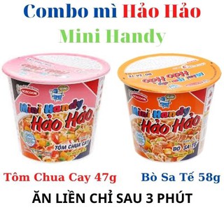 [COMBO] Mì ly Hảo Hảo mini candy Tôm Chua Cay 47g và Bò Sa Tế 53g | ĂN LIỀN CHỈ SAU 3 PHÚT
