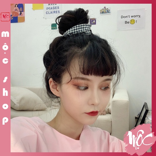 COMBO 5 Dây chun scrunchies buộc tóc kẻ caro nhiều màu PT26 MỘC