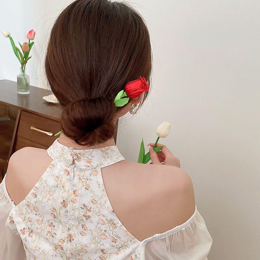 Kẹp Tóc Càng Cua Đính Hoa Hồng Thanh Lịch Cho Nữ