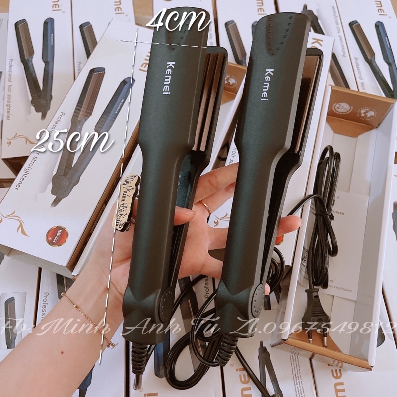 Máy Làm Tóc KEMEI Dập Xù, Duỗi Là Bản To Có Bảo Hành [ Chính Hãng]