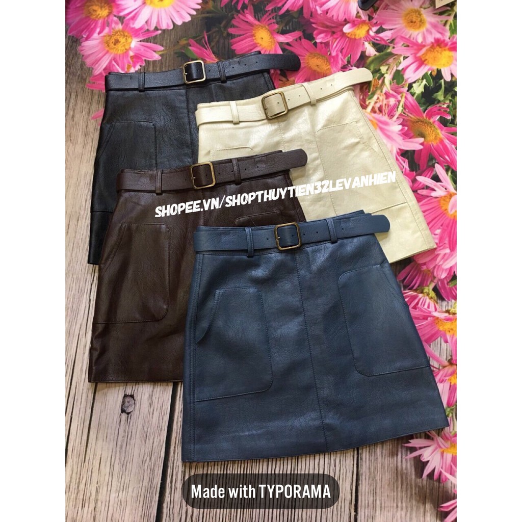 Chân váy da 2 túi kèm đai hàng Quảng Châu(#237) | BigBuy360 - bigbuy360.vn