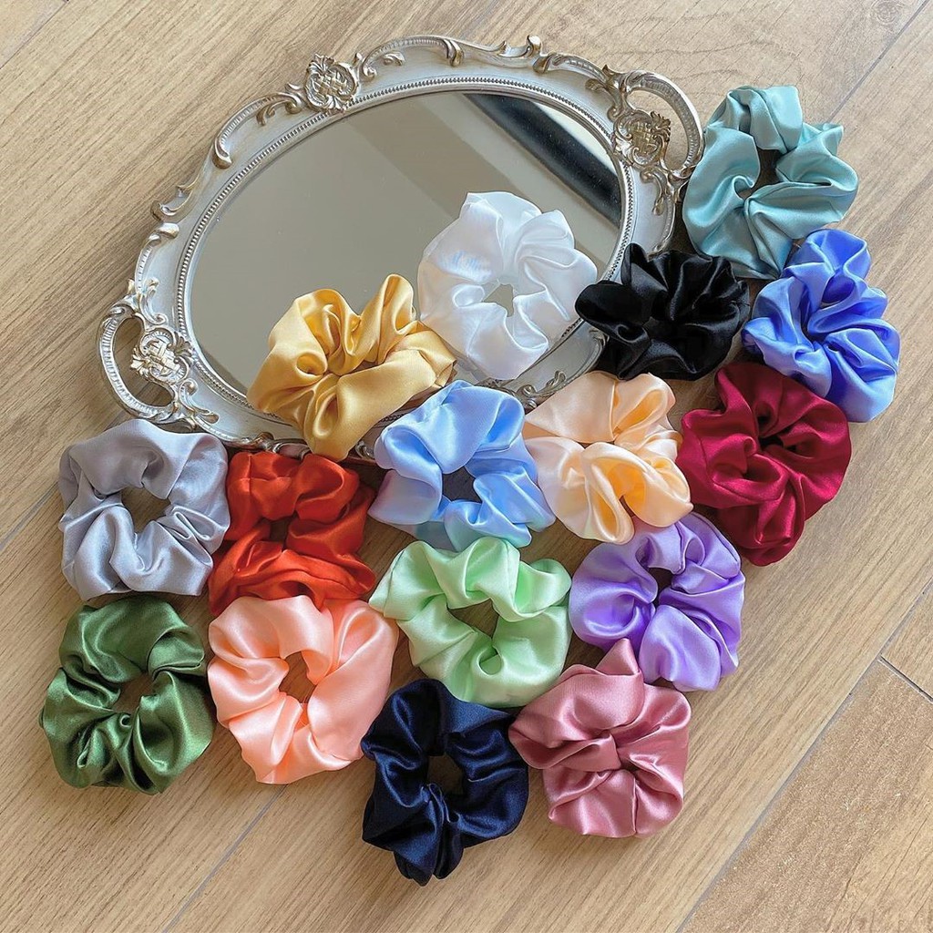 Dây Cột Tóc Vải Scrunchies Phi Bóng (10 Màu Hot)