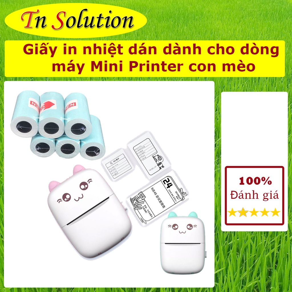 Giấy decal dán tự dính cho dòng máy in Mini Printer con mèo, Peripage, Paperang, Aibecy MP, MTP-II,PT210