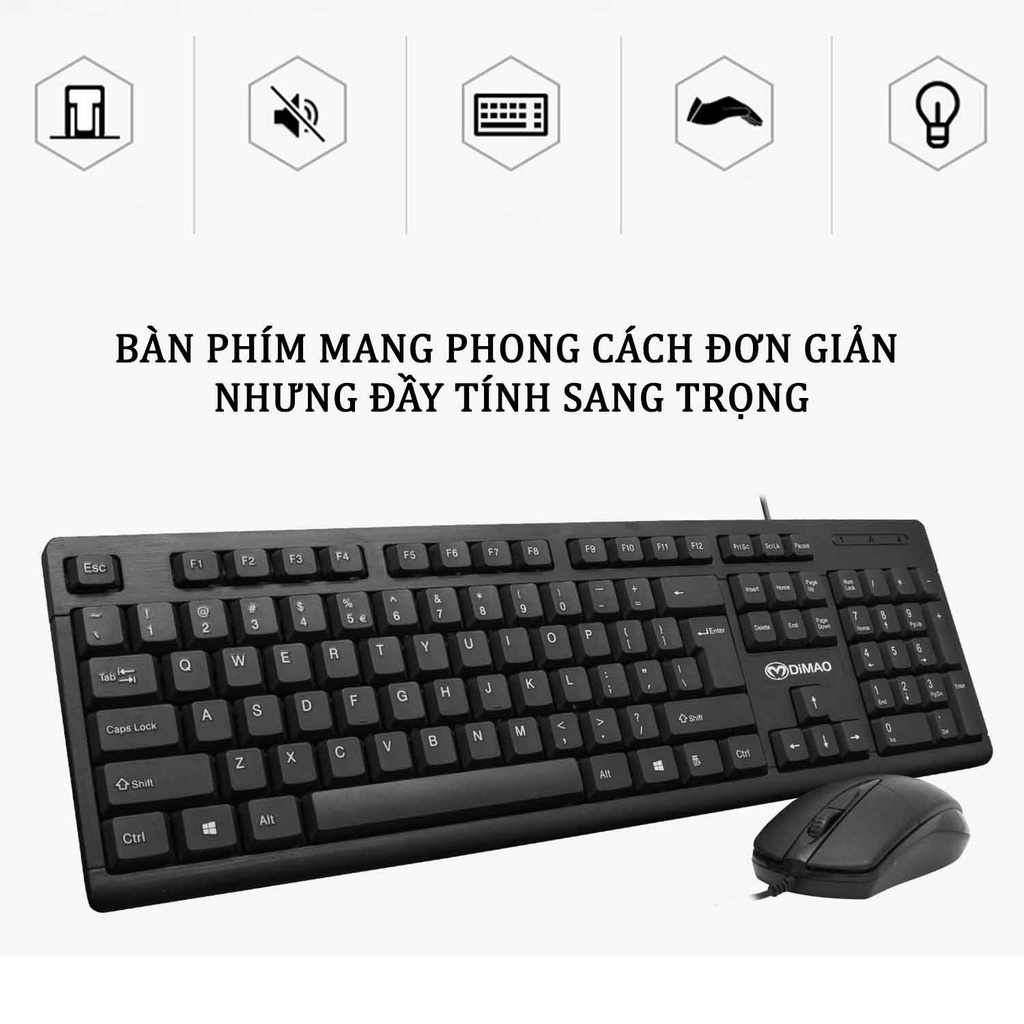 Bàn Phím Máy Tính Dimao Dk511 Có Dây Mini Nhỏ Gọn ko Ồn Màu Đen Dùng Cho Máy Bàn Xách Tay Laptop/laptop táo Giá Rẻ
