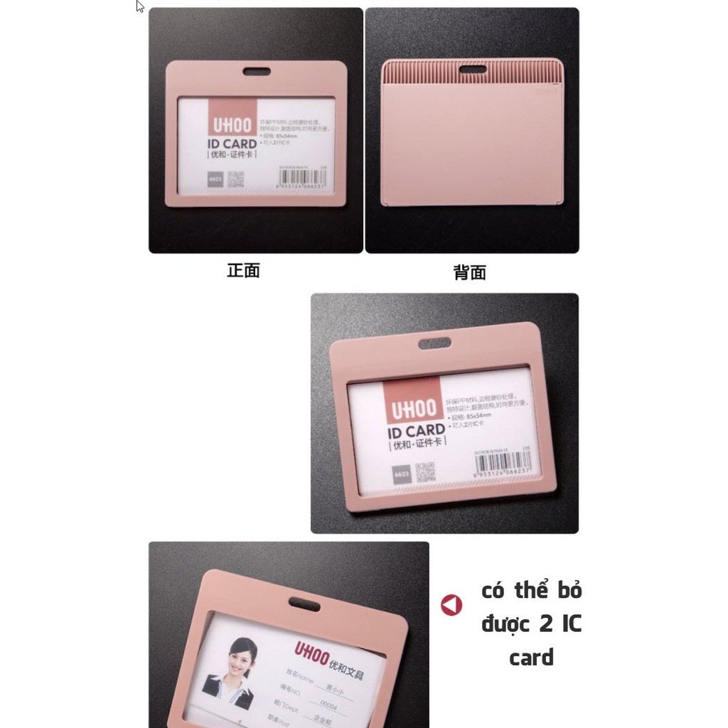 [ HCM ] Thẻ đeo bảng tên nhân viên văn phòng nhựa cao cấp KIỂU VINTAGE MỘT MẶT Dọc và Ngang uhoo 6623-6624  + DÂY ĐEO