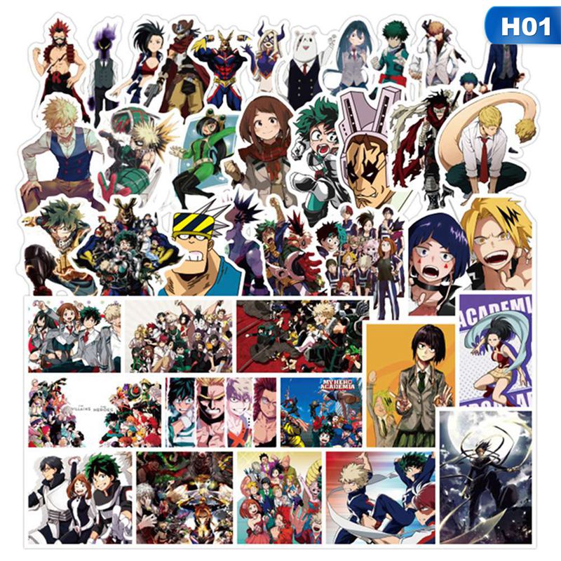 flowersqueen Set 50 sticker dán trang trí thủ công hình nhân vật anime Haikyuu