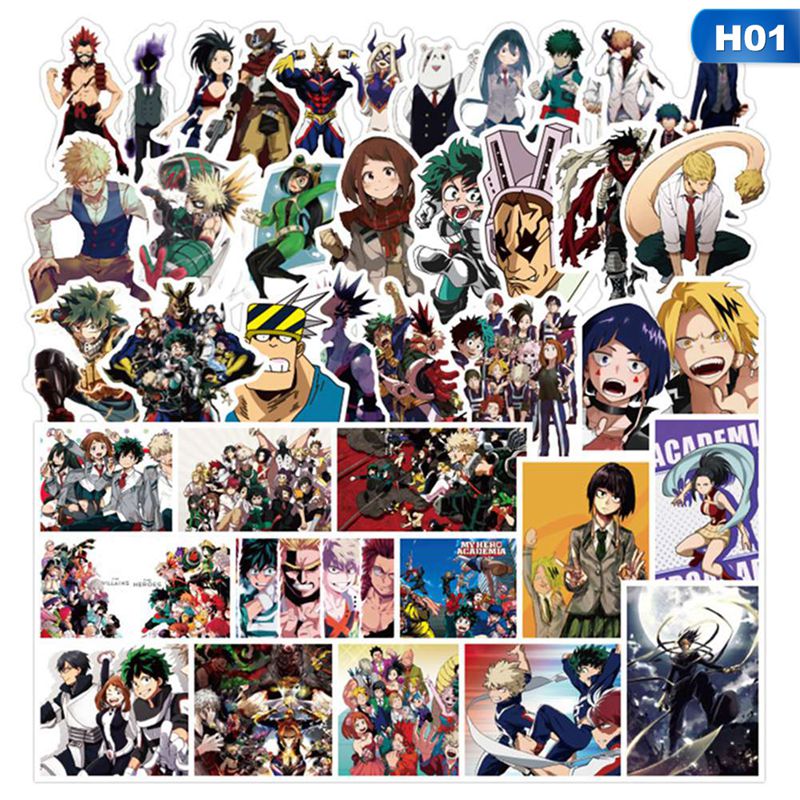 Set 50 sticker dán trang trí thủ công hình nhân vật anime Haikyuu