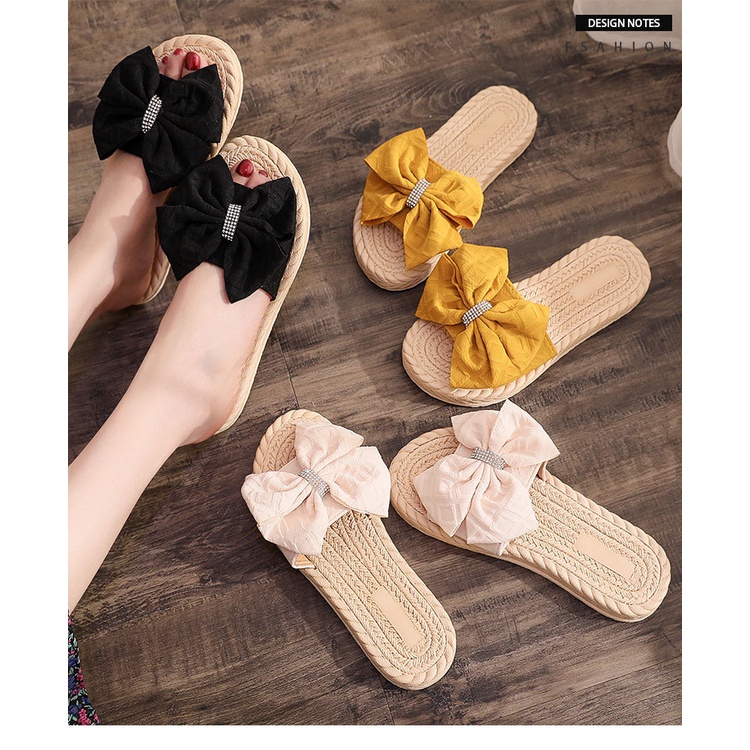 Dép Quai Ngang Đan Cói Đế Bằng 2022 Họa Tiết Bướm Thời Trang Mùa Xuân Cho Nữ