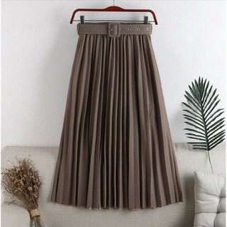 Chân váy xoè dập ly kèm đai