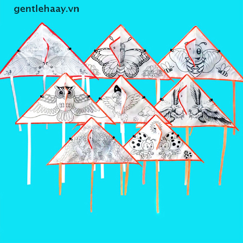 【GG】 1Pc DIY Cartoon painting kite foldable outdoor kite children kids sport toys .