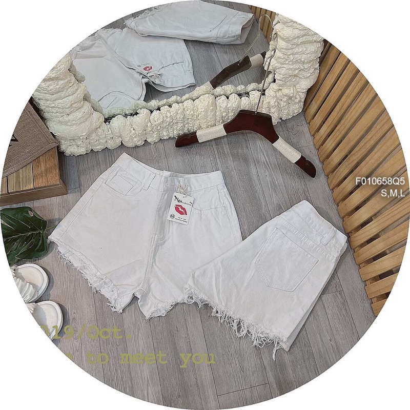 Quần short tua rua trắng đáy cao TT0106