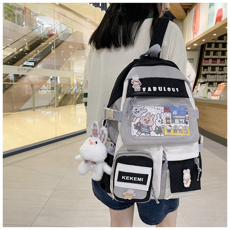 Balo học sinh sinh viên ulzzang màu sắc dễ thương kiểu hộp phong cách unisex nam nữ 1609