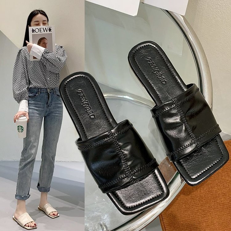 Dép đế bằng mũi vuông thời trang thanh lịch cho nữ