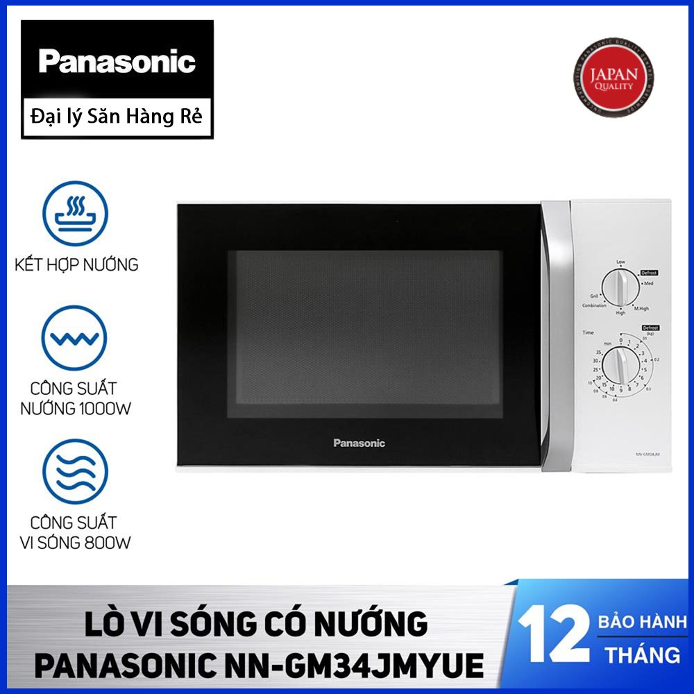 Lò vi sóng có nướng Panasonic NN-GM34JMYUE công suất 1000W dung tích 23L - Hàng chính hãng, bảo hành 12 tháng