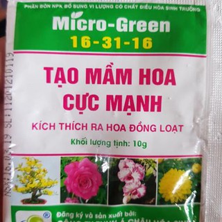 Phân bón kích thích ra hoa đồng loạt micro green npk 16-31-16 10gram