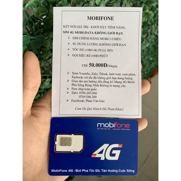 Sim KO GIỚI HẠN DATA Mobifone S50 , DIP50 , Y60 , BL5GT , DTHN , IPHN2