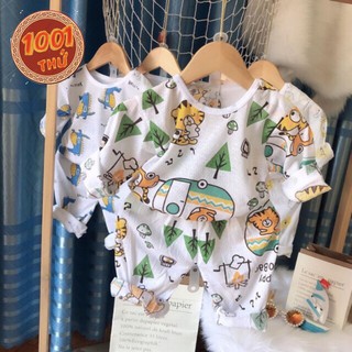 Bộ quần áo trẻ em cotton thông hơi dài tay cho bé sơ sinh đến 15kg