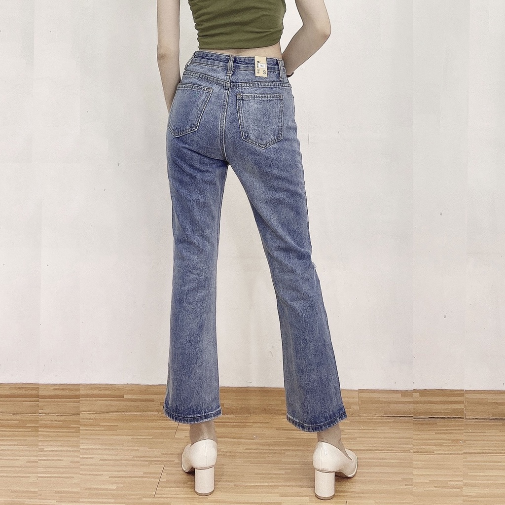 Quần baggy jean dài nữ JLJohnsonLi, lưng cao, ống rộng, dáng đứng màu xám cá tính, MS 188