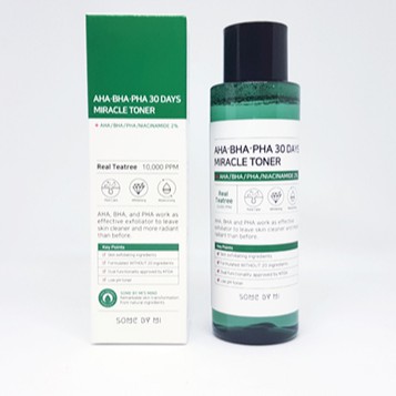 Nước Hoa Hồng Hỗ Trợ Giảm Mụn Sưng, Mụn Đầu Đen Hiệu Quả Some By Mi AHA-BHA-PHA 30 Days Miracle Toner 150ml