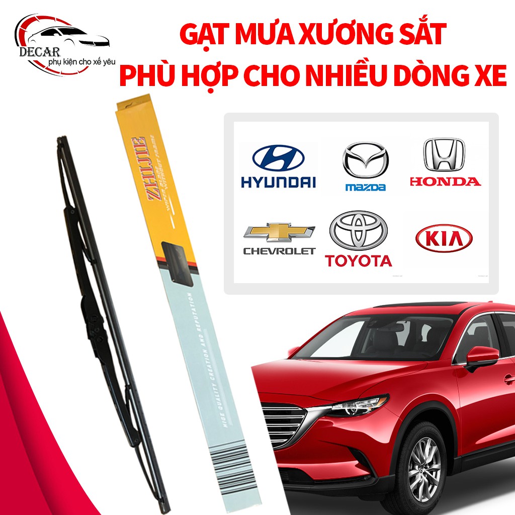 Gạt mưa ô tô, lưỡi gạt mưa xe hơi Silicone khung sắt chắc chắn bền bỉ dễ lắp đặt phù hợp nhiều dòng xe