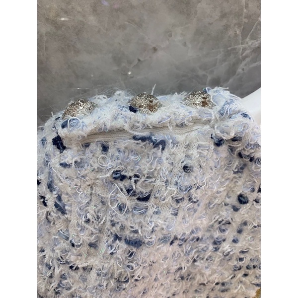 Đầm len nữ dài tay dáng ôm viền tua rua mẫu mới thương hiệu Balmain cao cấp