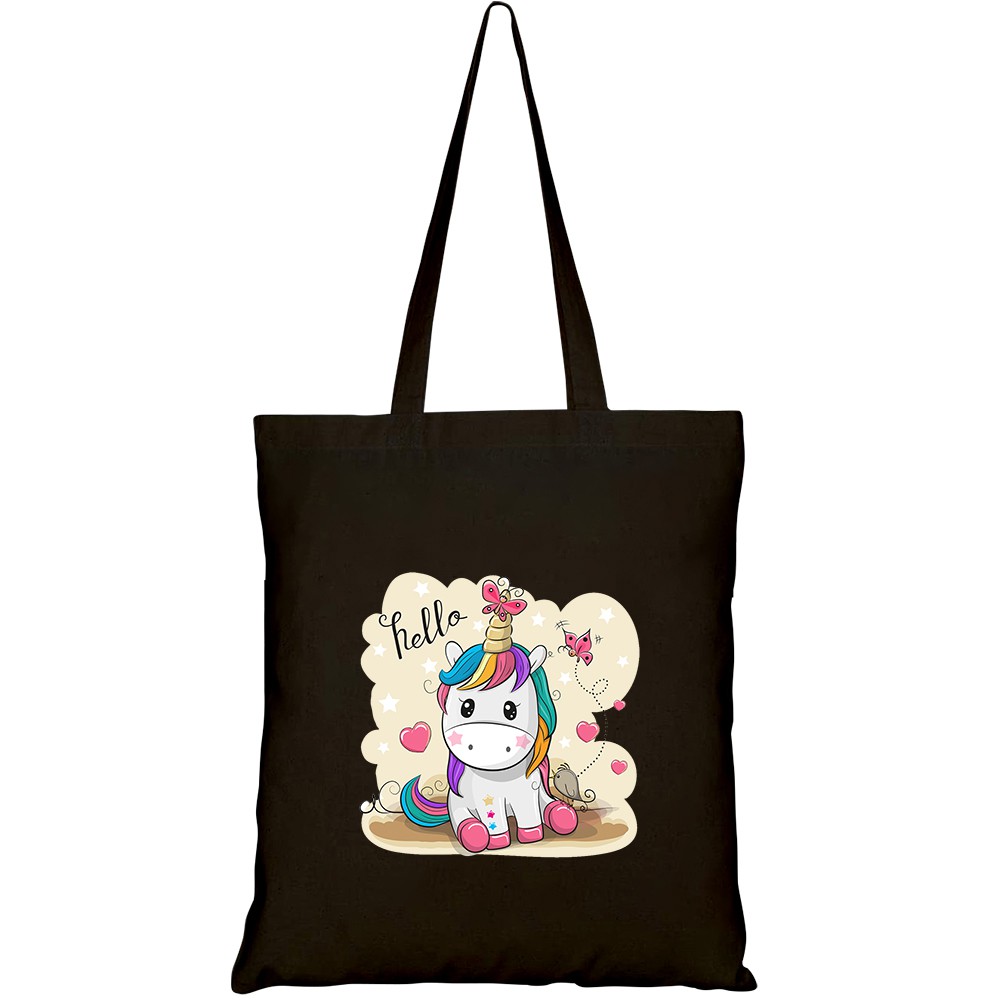 Túi vải tote canvas HTFashion in hình cute cartoon unicorn butterflies bird HT334