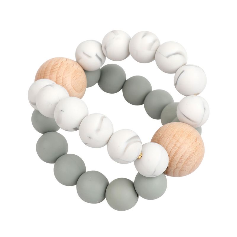 Lục Lạc Đồ Chơi Bằng Silicone Phối Gỗ Dành Cho Trẻ Em