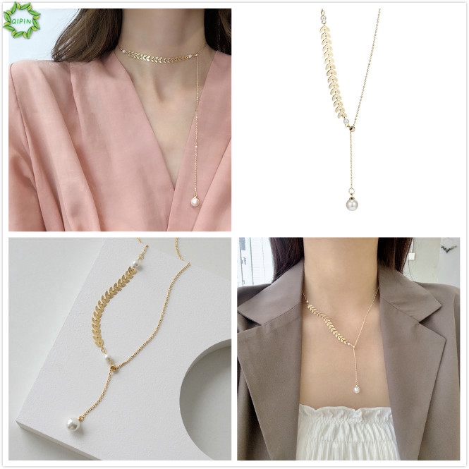 Dây Chuyền Từ Hợp Kim Mặt Ngọc Trai Đơn Giản Phong Cách Hàn Quốc