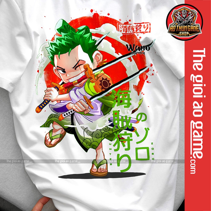 Áo one piece zoro wano nam nữ Áo thun one piece zoro wano trắng form rộng unisex cotton co giãn thoáng mát TGAG T14