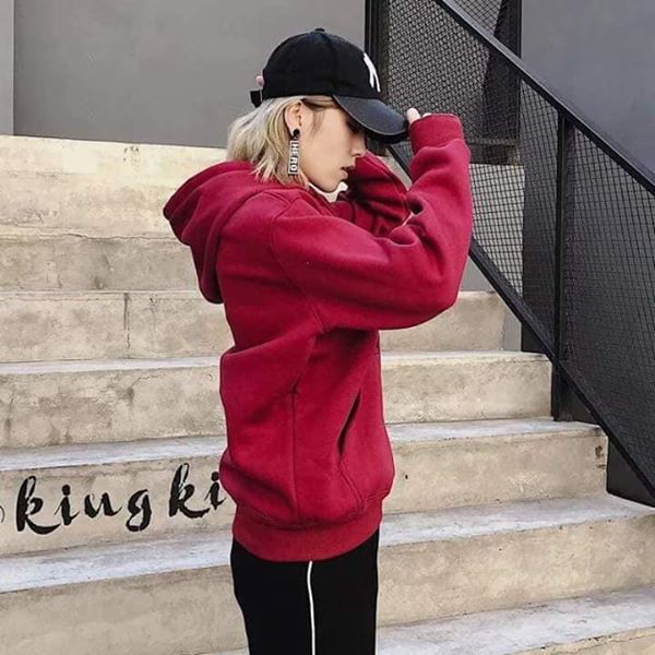 [ĐỦ SIZE - Kèm hình thật] Áo hoodie nỉ đỏ đô Deep Red hoodie unisex