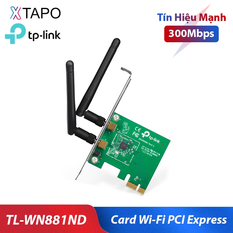 Card WIFI PCI Express TP-Link TL-WN881ND chuẩn N không dây 300Mbps - Hàng Chính Hãng