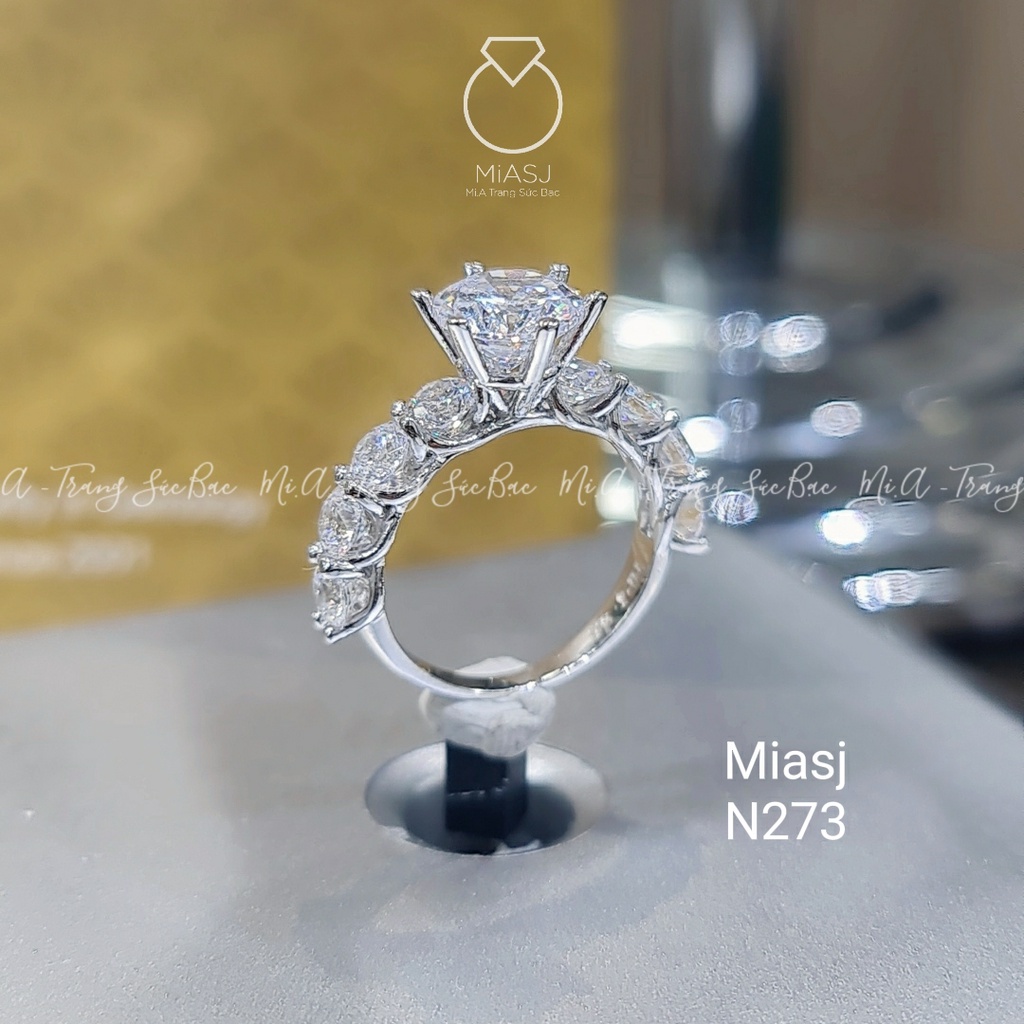 Nhẫn bạc Ý S925 nữ 6 chấu đính đá cao cấp MiASJ N273 sang trọng