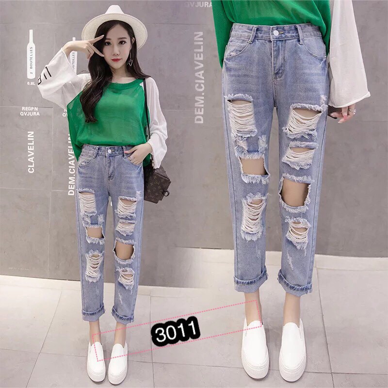 [ HOT] [ẢNH THẬT + VIDEO] Quần Jeans Nữ Phối Rách Cao Cấp  BG298 | WebRaoVat - webraovat.net.vn