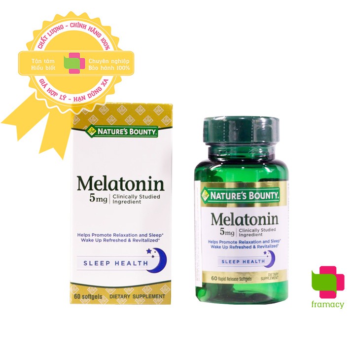 Viên uống Nature’s Bounty Melatonin 5mg, USA (60/90v) điều hòa giấc ngủ, hỗ trợ ngủ ngon cho người lớn từ 18 tuổi