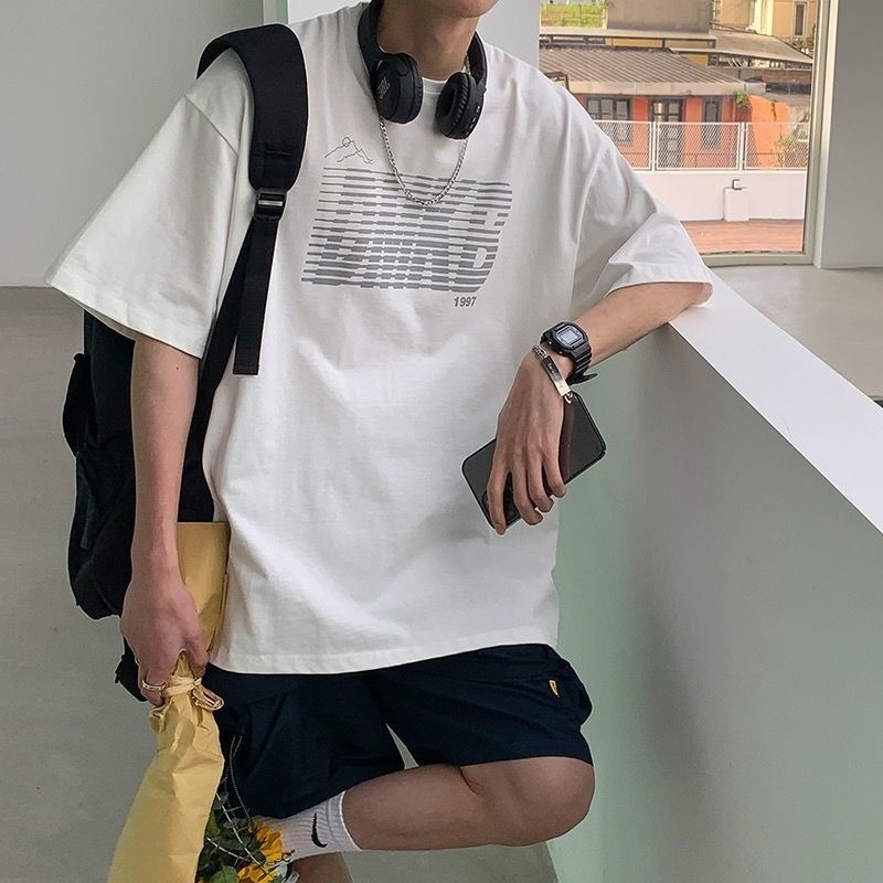 Áo Thun Cotton Ngắn Tay In Chữ Thời Trang Mùa Hè Dành Cho Nam