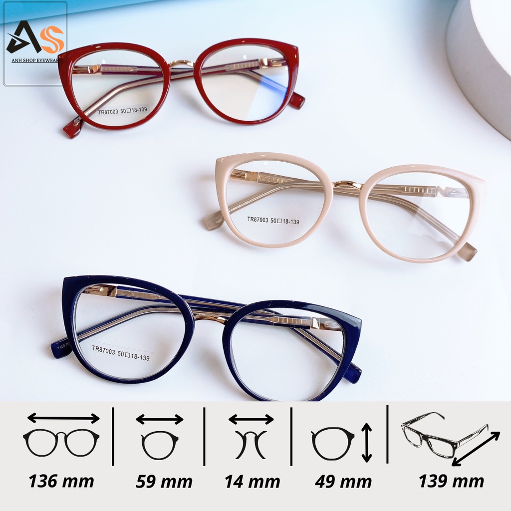 Kính tròn viền dày thời trang chất liệu nhựa dẻo kết hợp kim loại nhiều màu sắc 87003A
