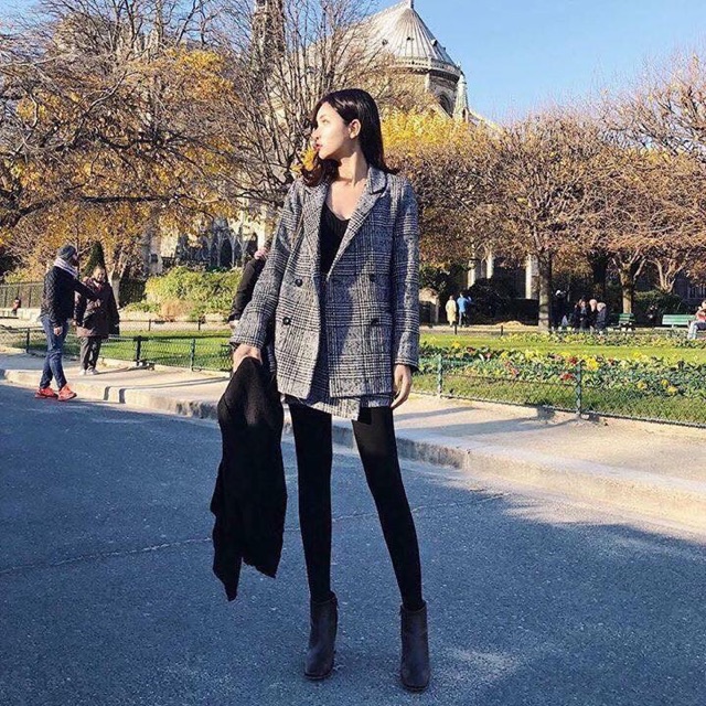 sét áo vest và chân váy dạ kẻ | BigBuy360 - bigbuy360.vn