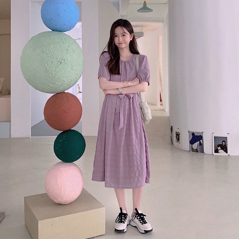 Đầm dài tay phồng phong cách Mori Pháp thời trang xuân hè 2021 retro