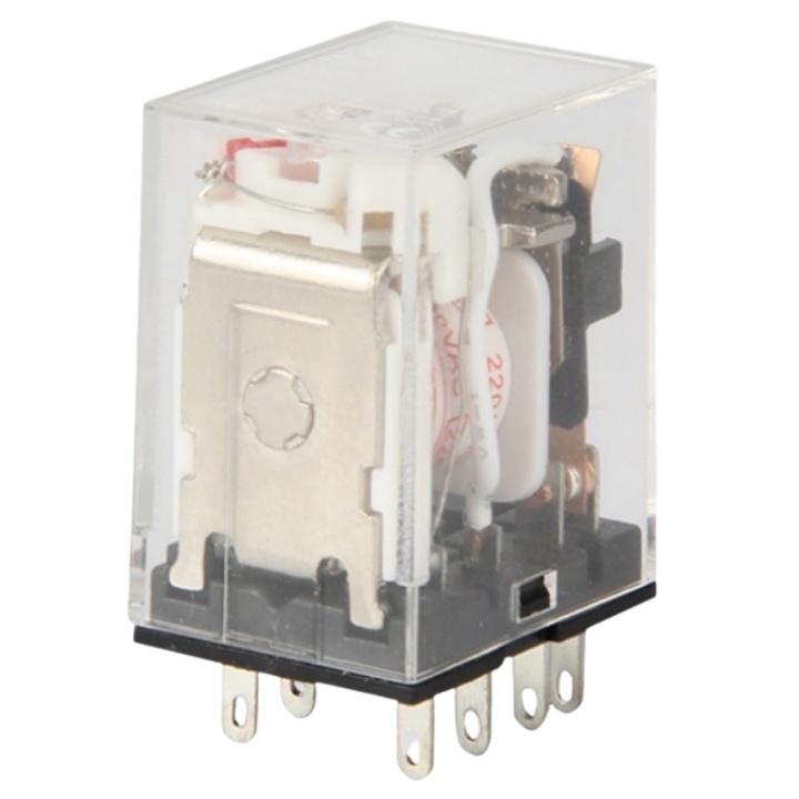 Relay trung gian MY2N-J rơ le 8 chân dẹp nhỏ điện áp 220VAC, 24VDC, 12VDC có đèn kết hợp chân đế PYF08A
