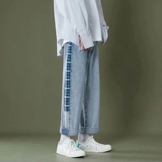 [sale xả kho] Quần baggy jean ống rộng suông unisex nam nữ họa tiết kẻ sọc 2 bên t515 pon.mens