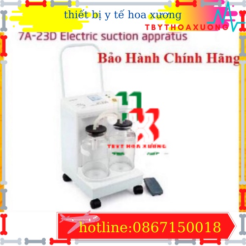 [Hàng Chính Hãng Yuwell] Máy Hút Dịch, Hút Đờm 2 Bình Yuwell 7A-23D Bảo Hành 2 Năm